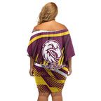 Sea Eagles Rugby Mascot Family Matching Off Shoulder Short Dress and Hawaiian Shirt Fierce Athlete Graphic in Sports Style