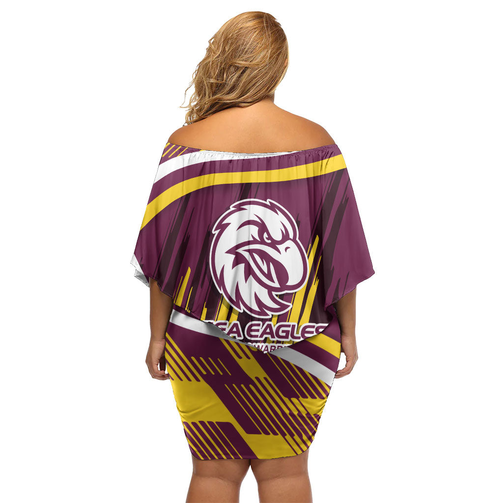 Sea Eagles Rugby Mascot Family Matching Off Shoulder Short Dress and Hawaiian Shirt Fierce Athlete Graphic in Sports Style