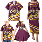 Sea Eagles Rugby Mascot Family Matching Puletasi and Hawaiian Shirt Fierce Athlete Graphic in Sports Style
