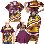 Sea Eagles Rugby Mascot Family Matching Short Sleeve Bodycon Dress and Hawaiian Shirt Fierce Athlete Graphic in Sports Style