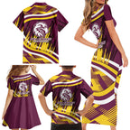 Sea Eagles Rugby Mascot Family Matching Short Sleeve Bodycon Dress and Hawaiian Shirt Fierce Athlete Graphic in Sports Style