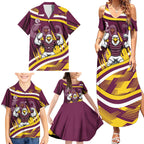 Sea Eagles Rugby Mascot Family Matching Summer Maxi Dress and Hawaiian Shirt Fierce Athlete Graphic in Sports Style