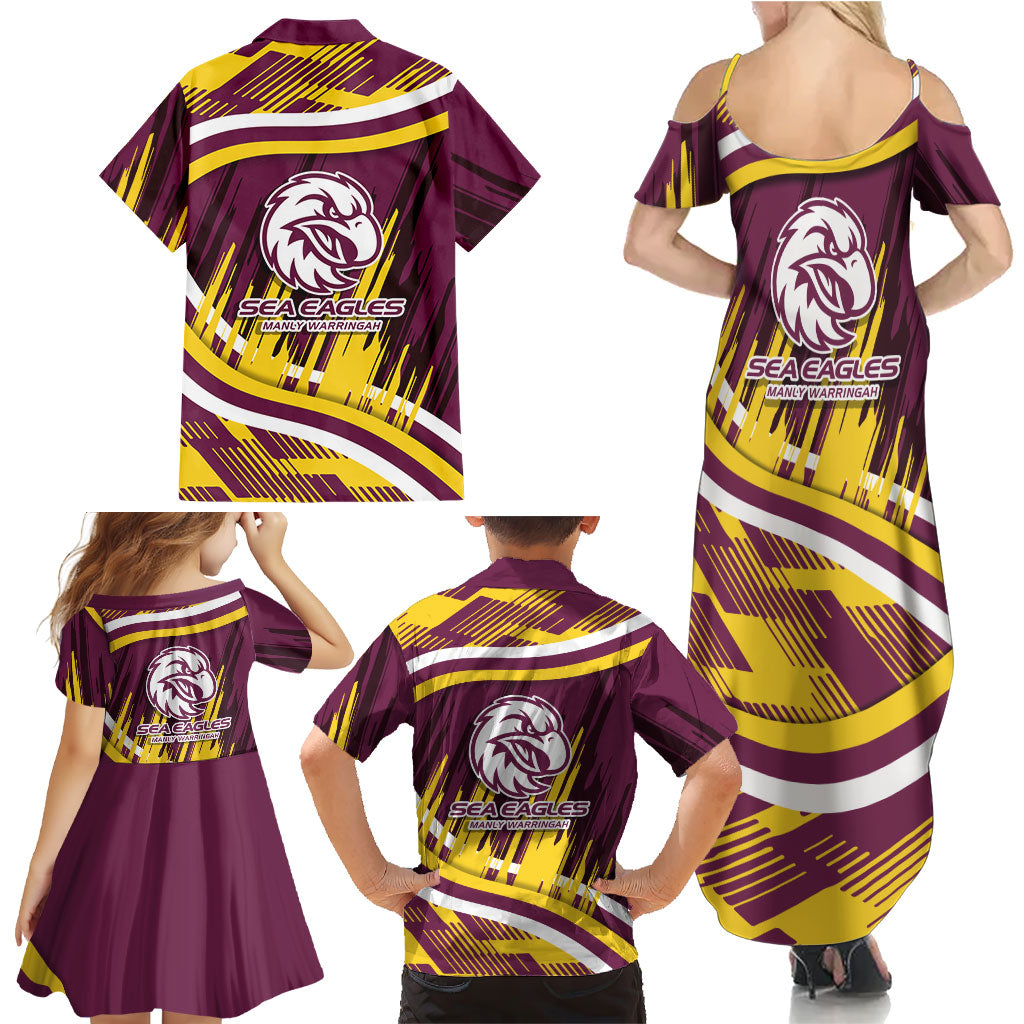 Sea Eagles Rugby Mascot Family Matching Summer Maxi Dress and Hawaiian Shirt Fierce Athlete Graphic in Sports Style