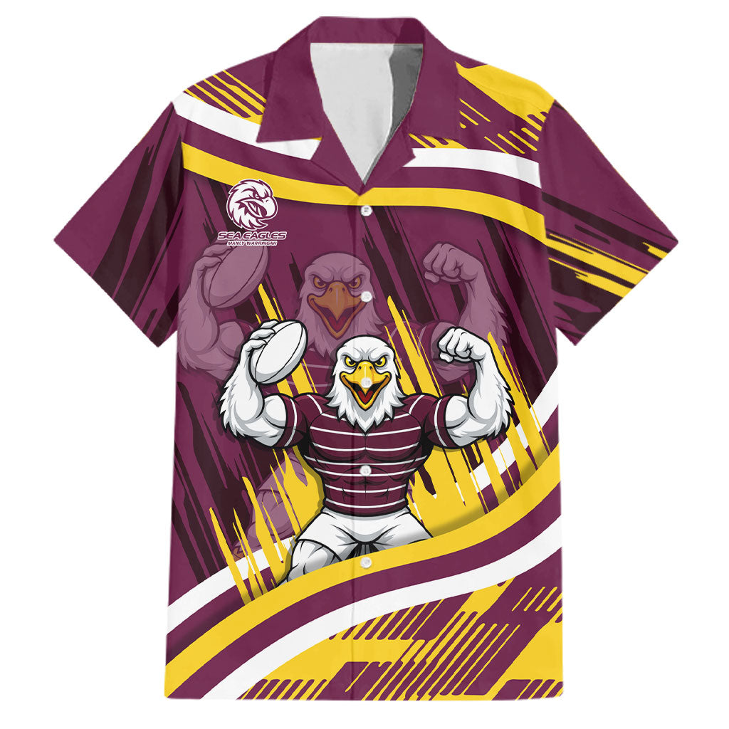 Sea Eagles Rugby Mascot Family Matching Summer Maxi Dress and Hawaiian Shirt Fierce Athlete Graphic in Sports Style