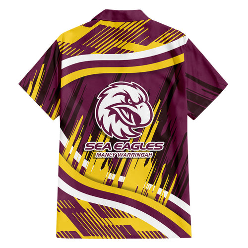 Sea Eagles Rugby Mascot Family Matching Summer Maxi Dress and Hawaiian Shirt Fierce Athlete Graphic in Sports Style