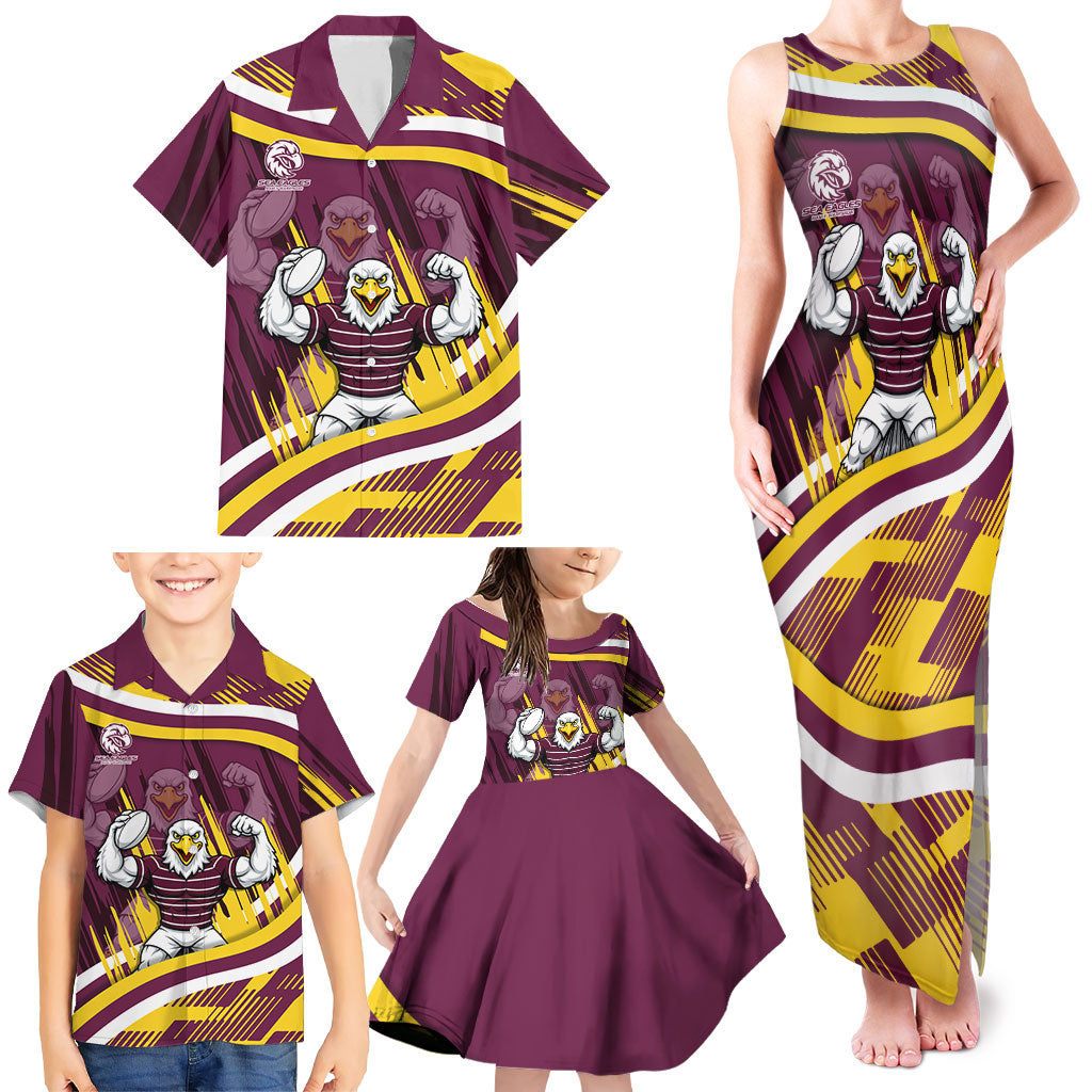 Sea Eagles Rugby Mascot Family Matching Tank Maxi Dress and Hawaiian Shirt Fierce Athlete Graphic in Sports Style