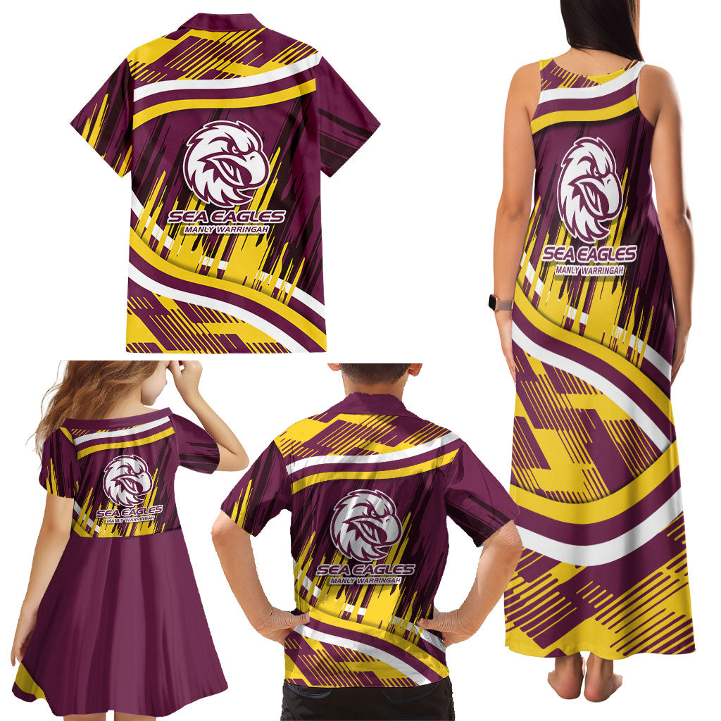 Sea Eagles Rugby Mascot Family Matching Tank Maxi Dress and Hawaiian Shirt Fierce Athlete Graphic in Sports Style
