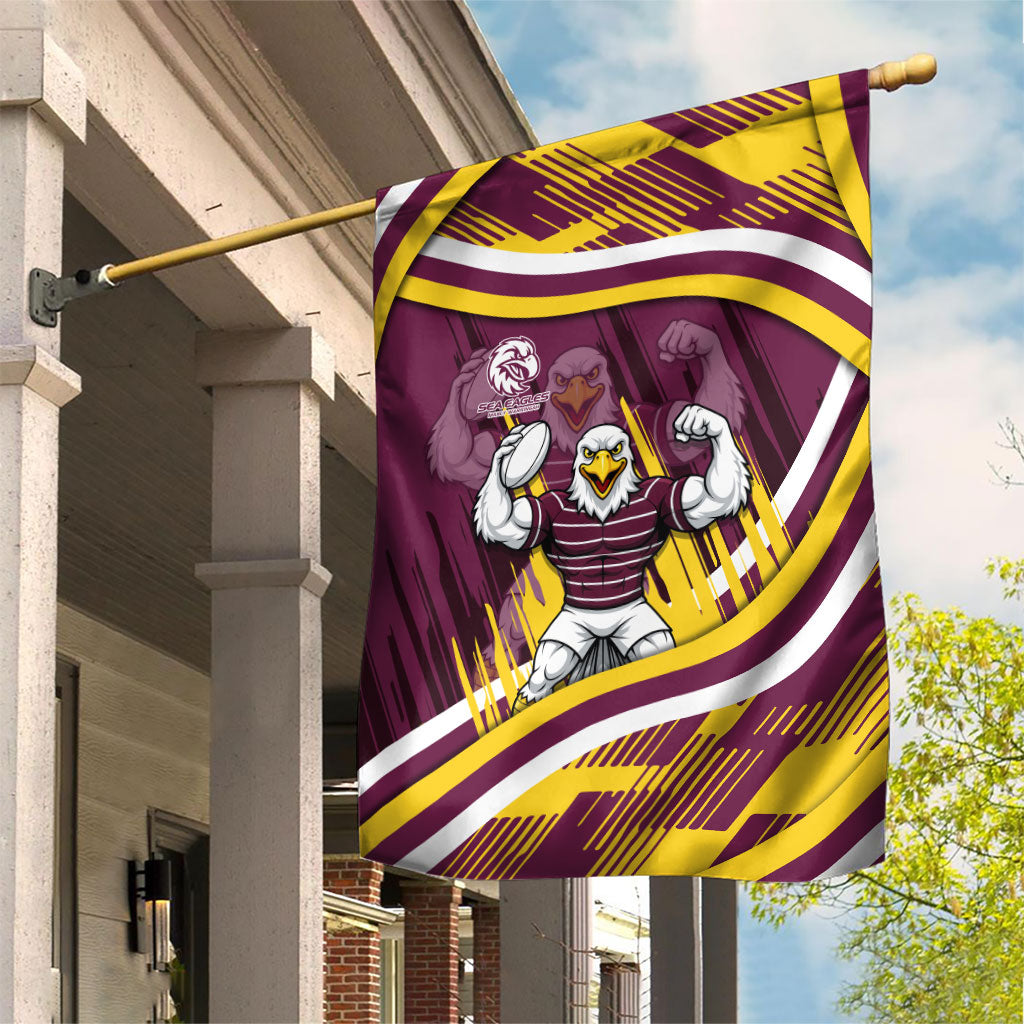 Sea Eagles Rugby Mascot Garden Flag Fierce Athlete Graphic in Sports Style