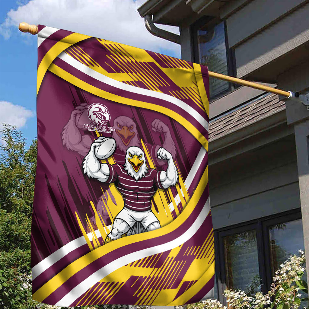 Sea Eagles Rugby Mascot Garden Flag Fierce Athlete Graphic in Sports Style