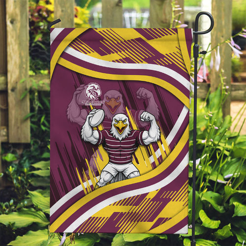 Sea Eagles Rugby Mascot Garden Flag Fierce Athlete Graphic in Sports Style