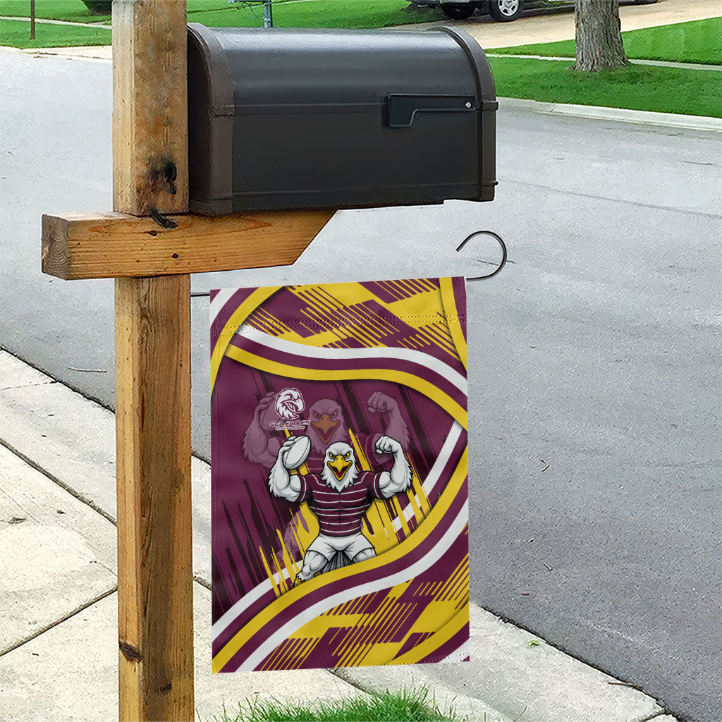Sea Eagles Rugby Mascot Garden Flag Fierce Athlete Graphic in Sports Style