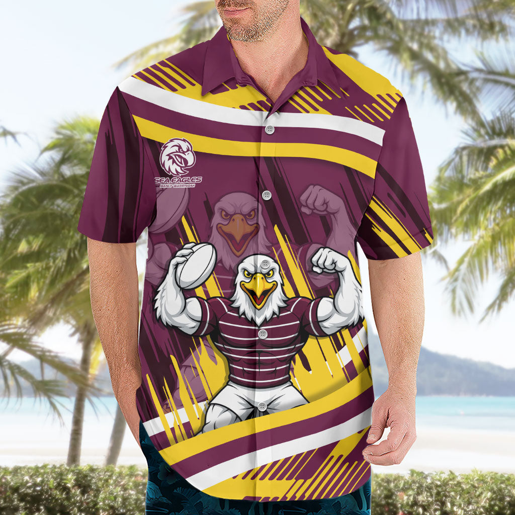 Sea Eagles Rugby Mascot Hawaiian Shirt Fierce Athlete Graphic in Sports Style