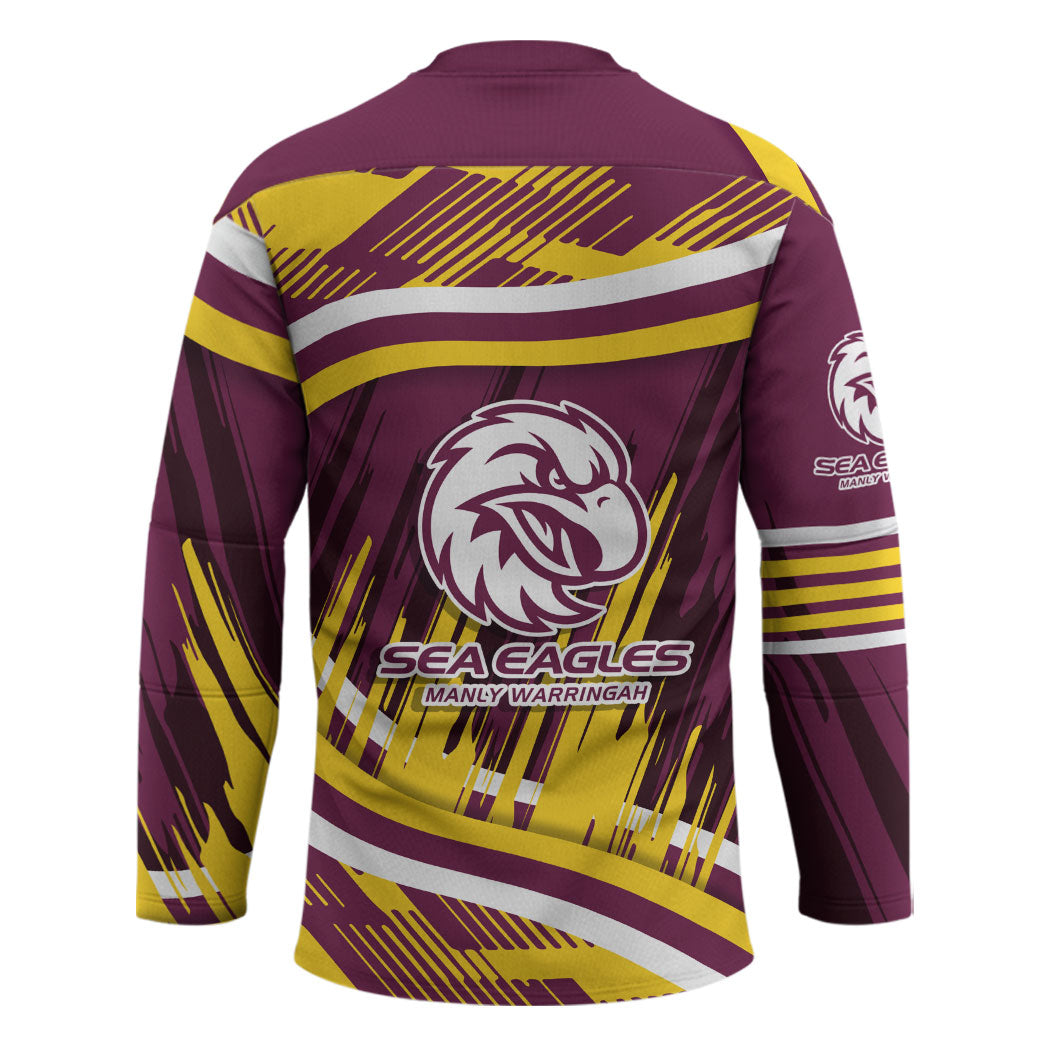 Sea Eagles Rugby Mascot Hockey Jersey Fierce Athlete Graphic in Sports Style