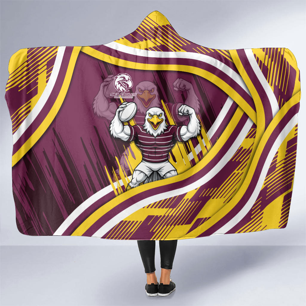 Sea Eagles Rugby Mascot Hooded Blanket Fierce Athlete Graphic in Sports Style