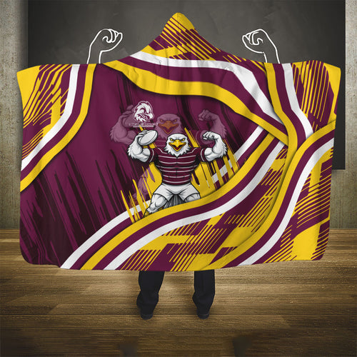 Sea Eagles Rugby Mascot Hooded Blanket Fierce Athlete Graphic in Sports Style