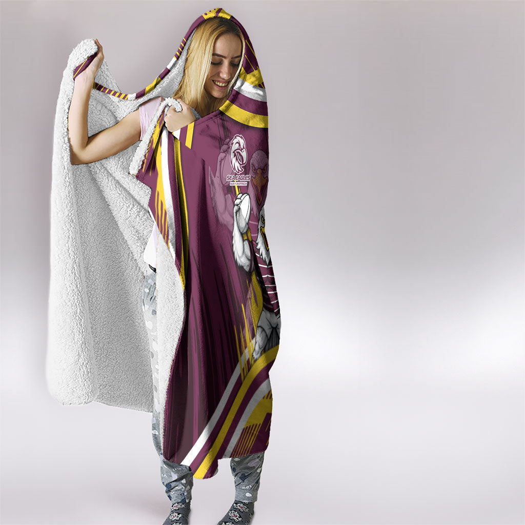Sea Eagles Rugby Mascot Hooded Blanket Fierce Athlete Graphic in Sports Style