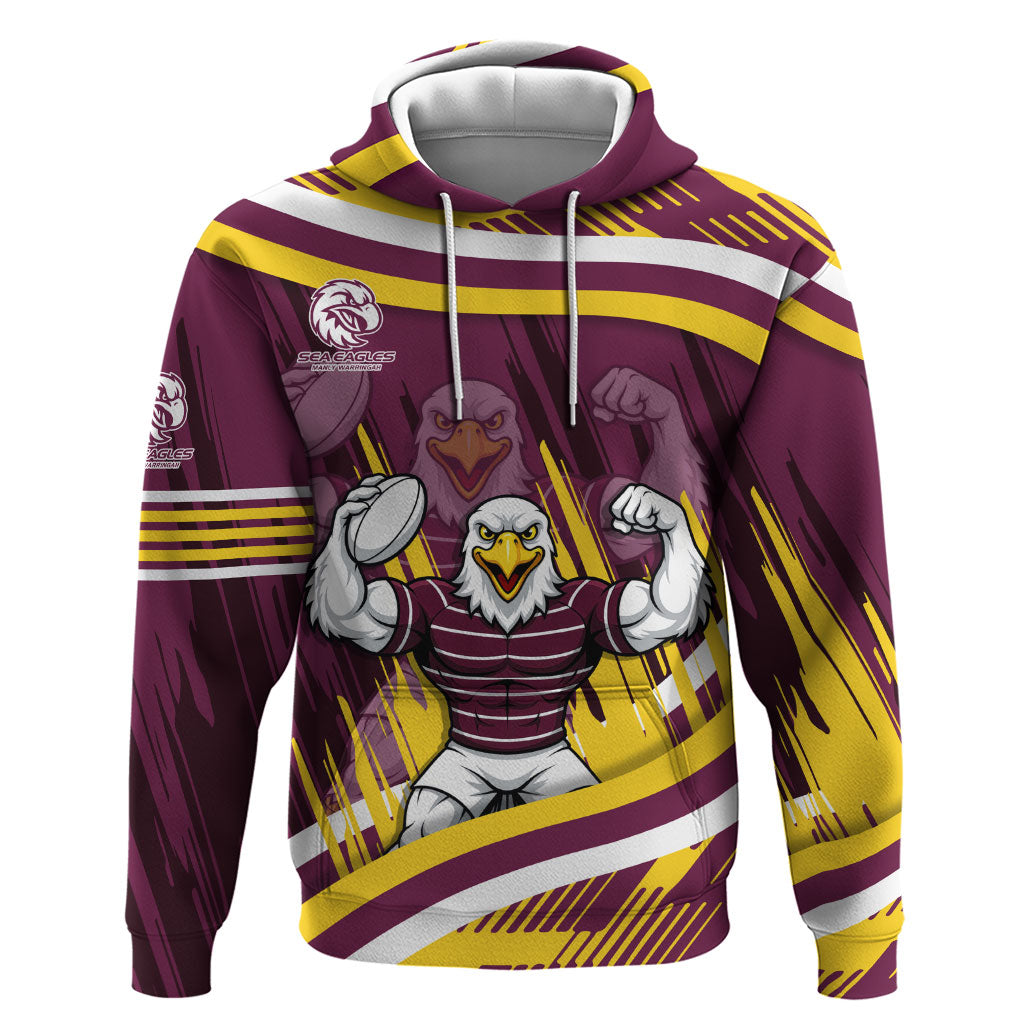 Sea Eagles Rugby Mascot Hoodie Fierce Athlete Graphic in Sports Style