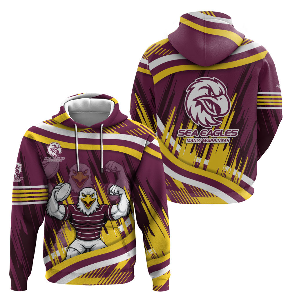 Sea Eagles Rugby Mascot Hoodie Fierce Athlete Graphic in Sports Style