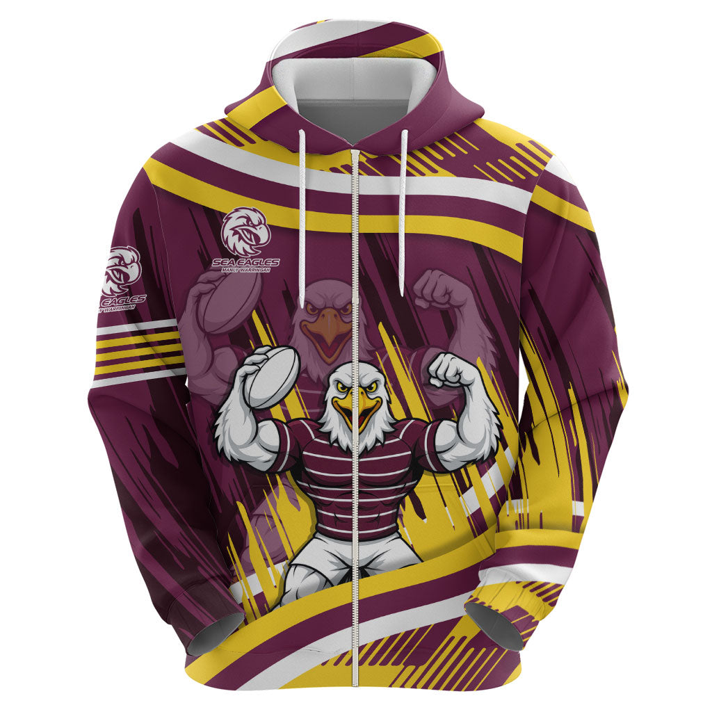 Sea Eagles Rugby Mascot Hoodie Fierce Athlete Graphic in Sports Style