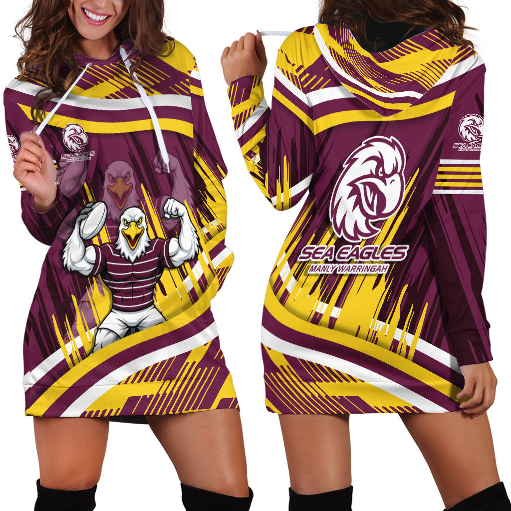 Sea Eagles Rugby Mascot Hoodie Dress Fierce Athlete Graphic in Sports Style