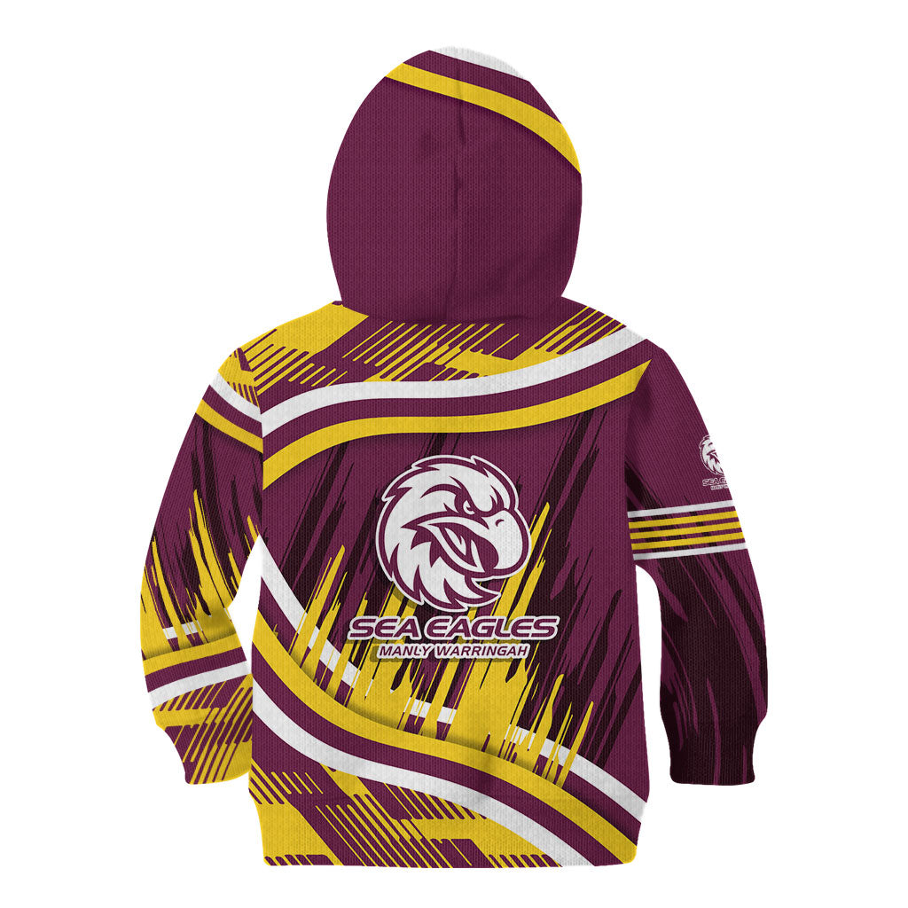 Sea Eagles Rugby Mascot Kid Hoodie Fierce Athlete Graphic in Sports Style