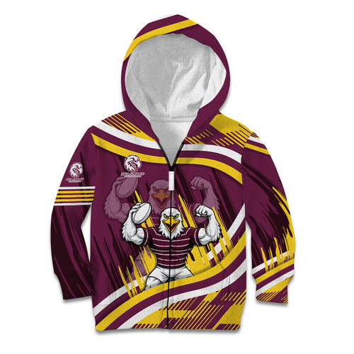 Sea Eagles Rugby Mascot Kid Hoodie Fierce Athlete Graphic in Sports Style
