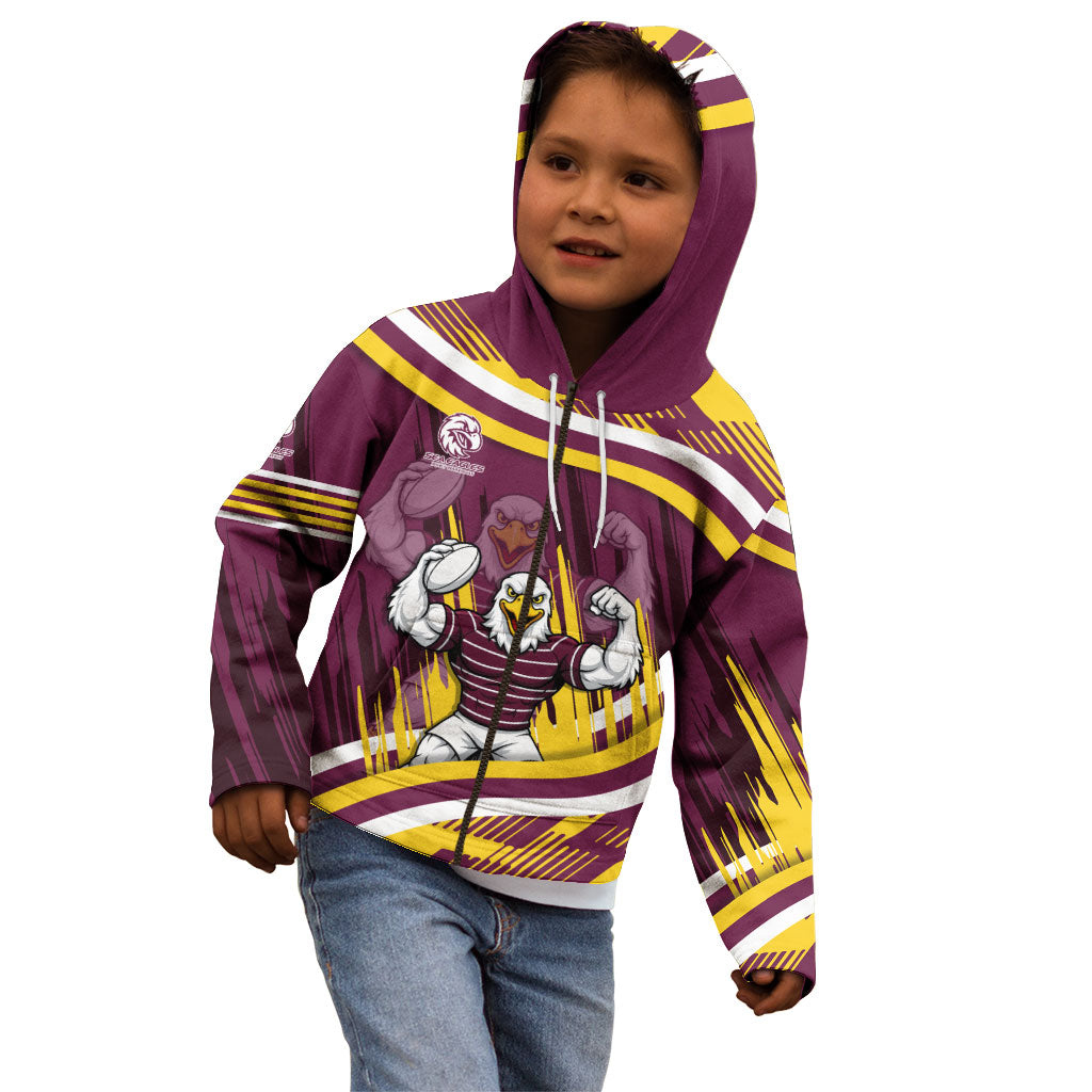 Sea Eagles Rugby Mascot Kid Hoodie Fierce Athlete Graphic in Sports Style