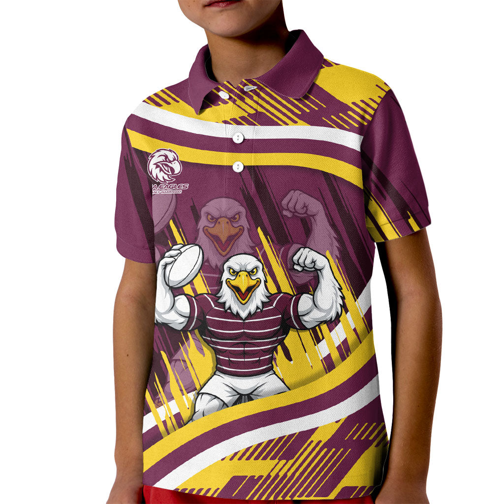 Sea Eagles Rugby Mascot Kid Polo Shirt Fierce Athlete Graphic in Sports Style