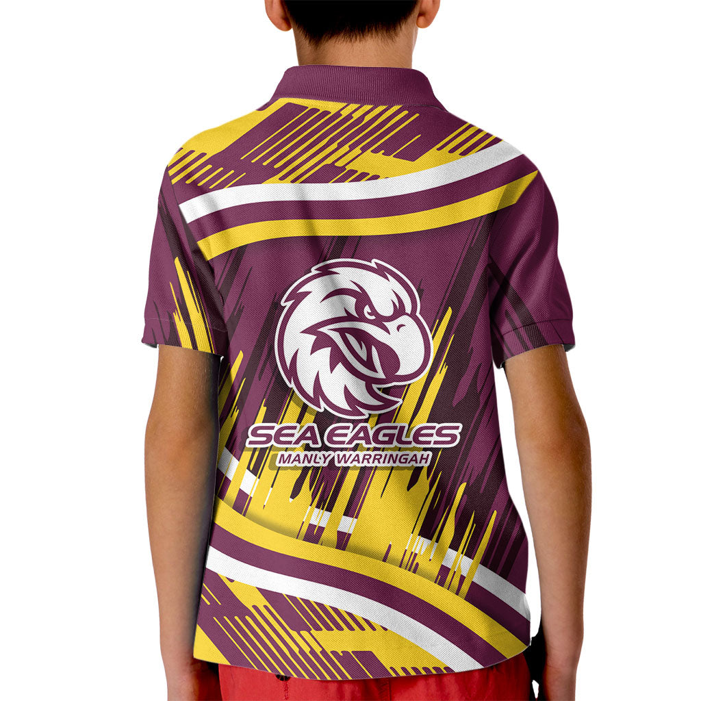 Sea Eagles Rugby Mascot Kid Polo Shirt Fierce Athlete Graphic in Sports Style
