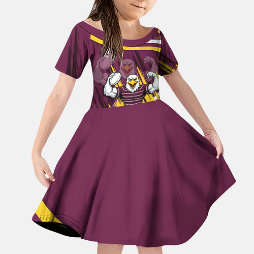 Sea Eagles Rugby Mascot Kid Short Sleeve Dress Fierce Athlete Graphic in Sports Style