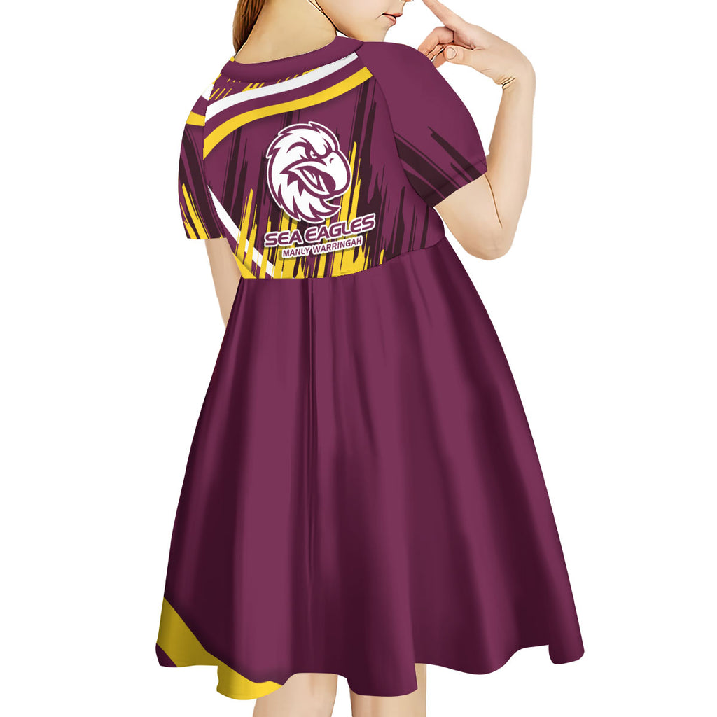 Sea Eagles Rugby Mascot Kid Short Sleeve Dress Fierce Athlete Graphic in Sports Style