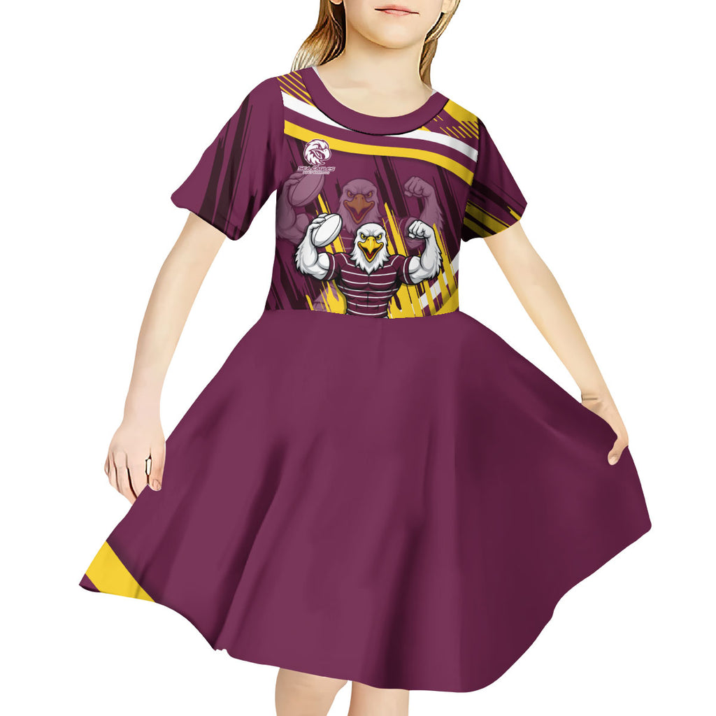 Sea Eagles Rugby Mascot Kid Short Sleeve Dress Fierce Athlete Graphic in Sports Style
