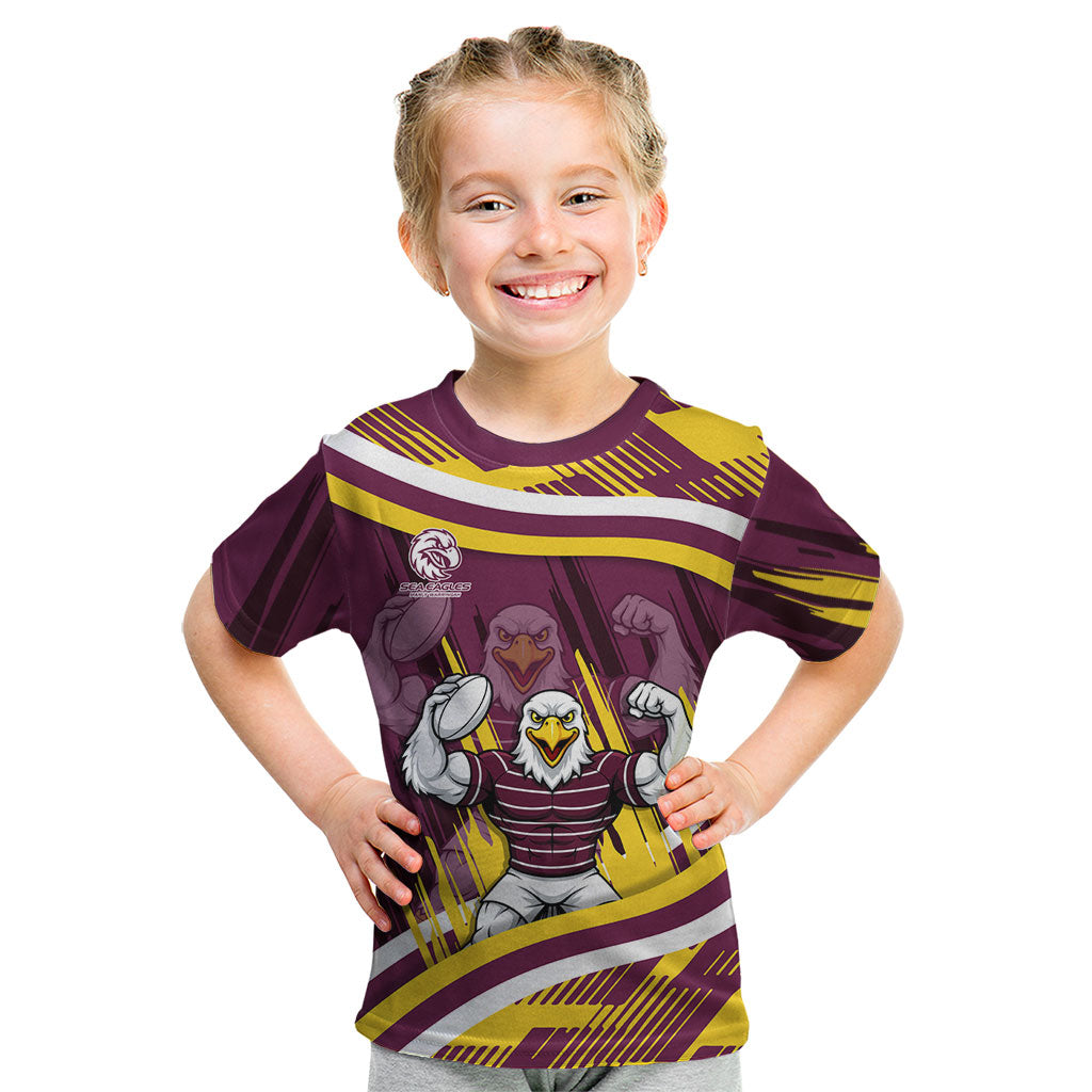 Sea Eagles Rugby Mascot Kid T Shirt Fierce Athlete Graphic in Sports Style