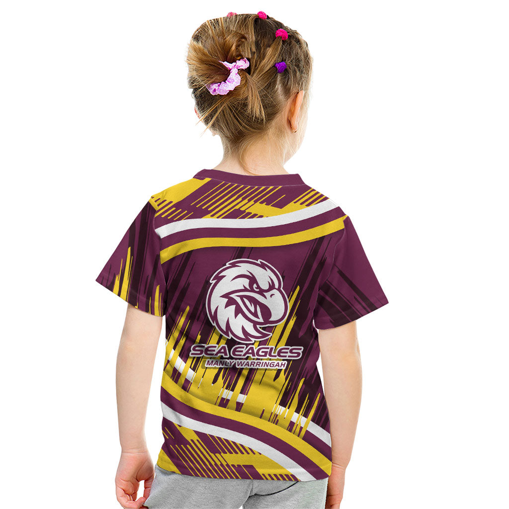Sea Eagles Rugby Mascot Kid T Shirt Fierce Athlete Graphic in Sports Style