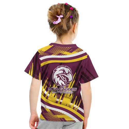 Sea Eagles Rugby Mascot Kid T Shirt Fierce Athlete Graphic in Sports Style