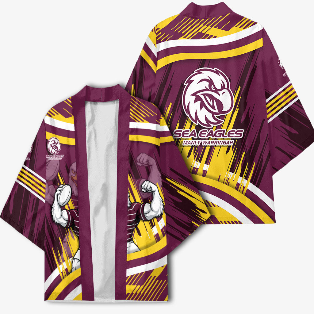 Sea Eagles Rugby Mascot Kimono Fierce Athlete Graphic in Sports Style