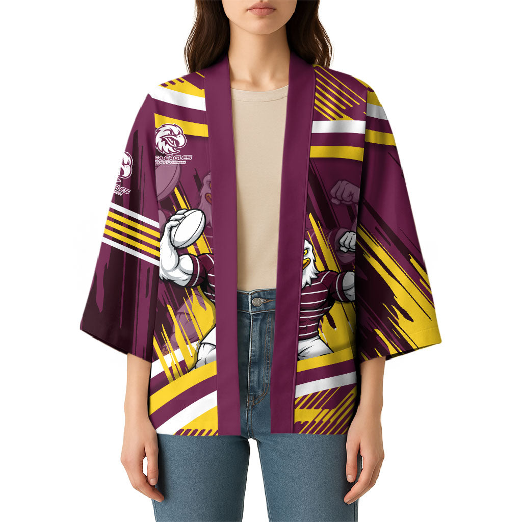Sea Eagles Rugby Mascot Kimono Fierce Athlete Graphic in Sports Style