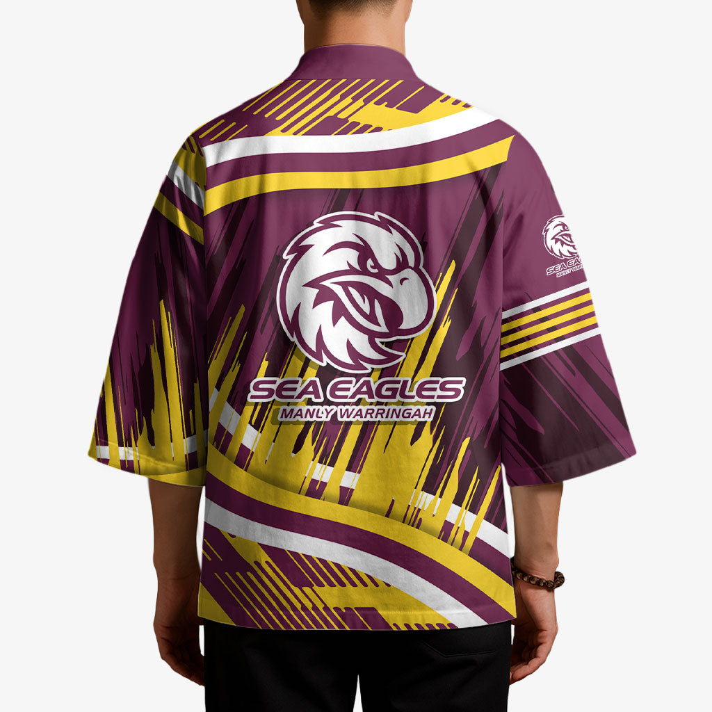 Sea Eagles Rugby Mascot Kimono Fierce Athlete Graphic in Sports Style
