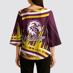 Sea Eagles Rugby Mascot Kimono Sleeve Blouse Fierce Athlete Graphic in Sports Style