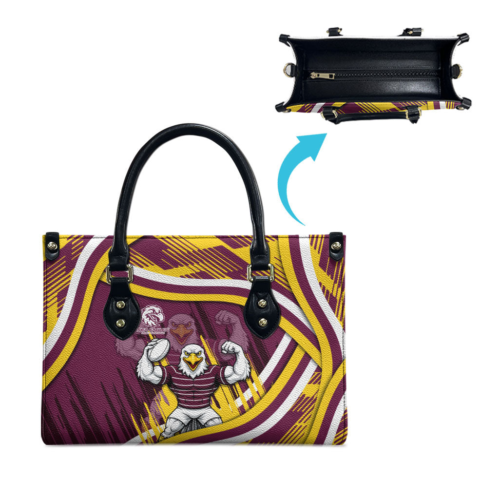 Sea Eagles Rugby Mascot Leather Bag Fierce Athlete Graphic in Sports Style