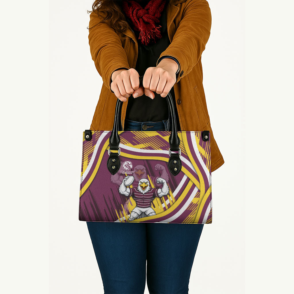 Sea Eagles Rugby Mascot Leather Bag Fierce Athlete Graphic in Sports Style