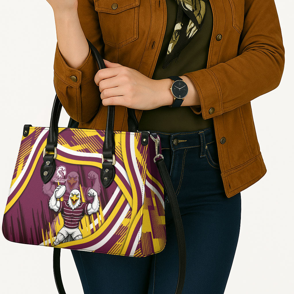 Sea Eagles Rugby Mascot Leather Bag Fierce Athlete Graphic in Sports Style