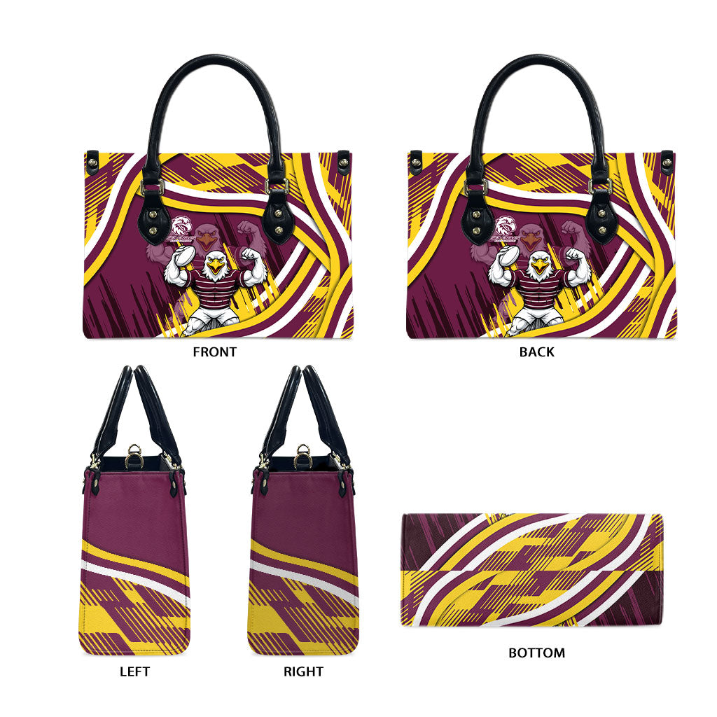 Sea Eagles Rugby Mascot Leather Bag Fierce Athlete Graphic in Sports Style