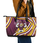 Sea Eagles Rugby Mascot Leather Tote Bag Fierce Athlete Graphic in Sports Style