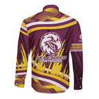 Sea Eagles Rugby Mascot Long Sleeve Button Shirt Fierce Athlete Graphic in Sports Style