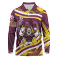 Sea Eagles Rugby Mascot Long Sleeve Polo Shirt Fierce Athlete Graphic in Sports Style