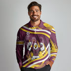 Sea Eagles Rugby Mascot Long Sleeve Polo Shirt Fierce Athlete Graphic in Sports Style