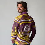 Sea Eagles Rugby Mascot Long Sleeve Polo Shirt Fierce Athlete Graphic in Sports Style
