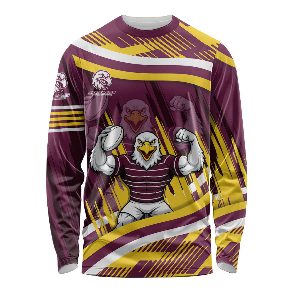 Sea Eagles Rugby Mascot Long Sleeve Shirt Fierce Athlete Graphic in Sports Style