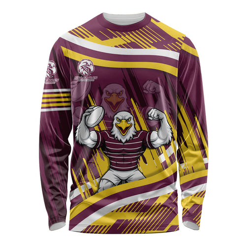 Sea Eagles Rugby Mascot Long Sleeve Shirt Fierce Athlete Graphic in Sports Style